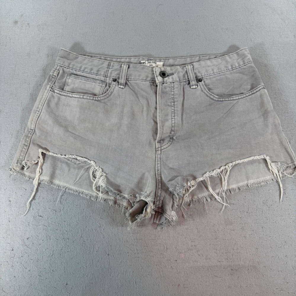 Free People Makai Distressed Gray Denim Cutoff Shorts Womens 31 High Rise
